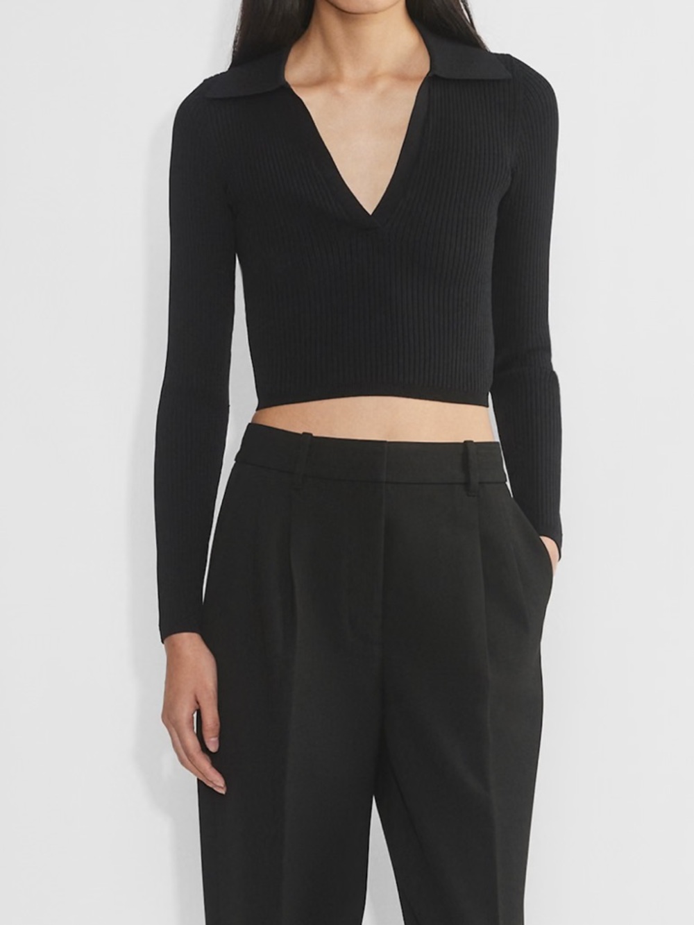 Babaton Ribbed Sculpt Knit Cropped Top, Size M